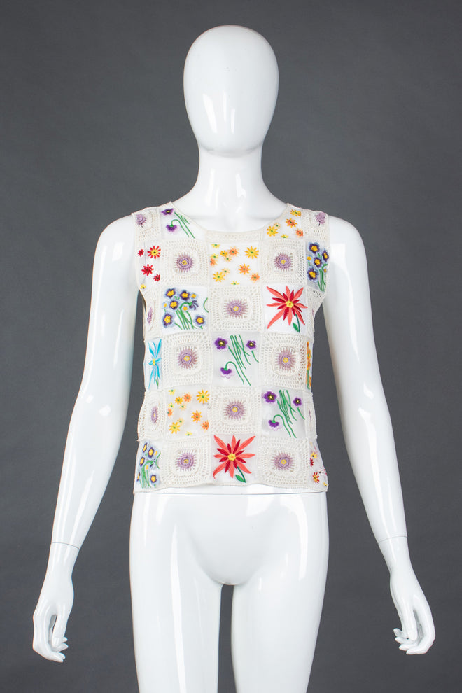 Recess Los Angeles Vintage Moschino Cheap And Chic Sheer Floral Embroidered Crochet Top