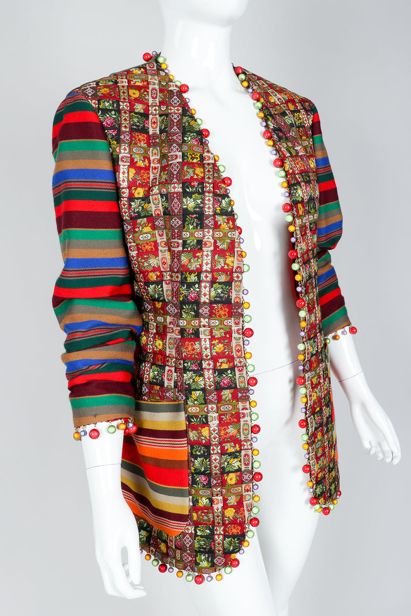 Recess Vintage Moschino Festive Ornament Woven Ribbon Jacket on Mannequin, angled