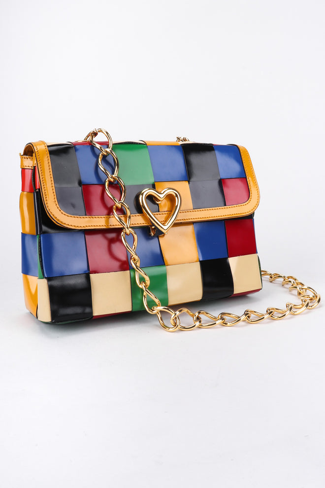 Recess Los Angeles Vintage Moschino Woven Rainbow Leather Crossbody Bag