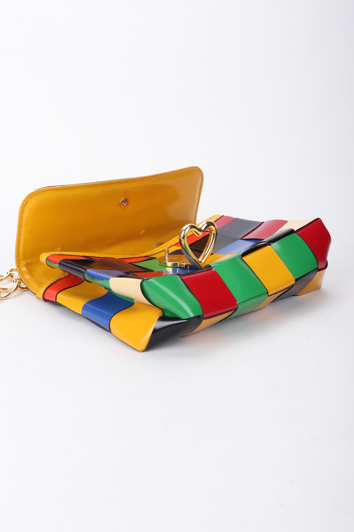 Vintage Moschino Woven Rainbow Leather Crossbody Bag Recess