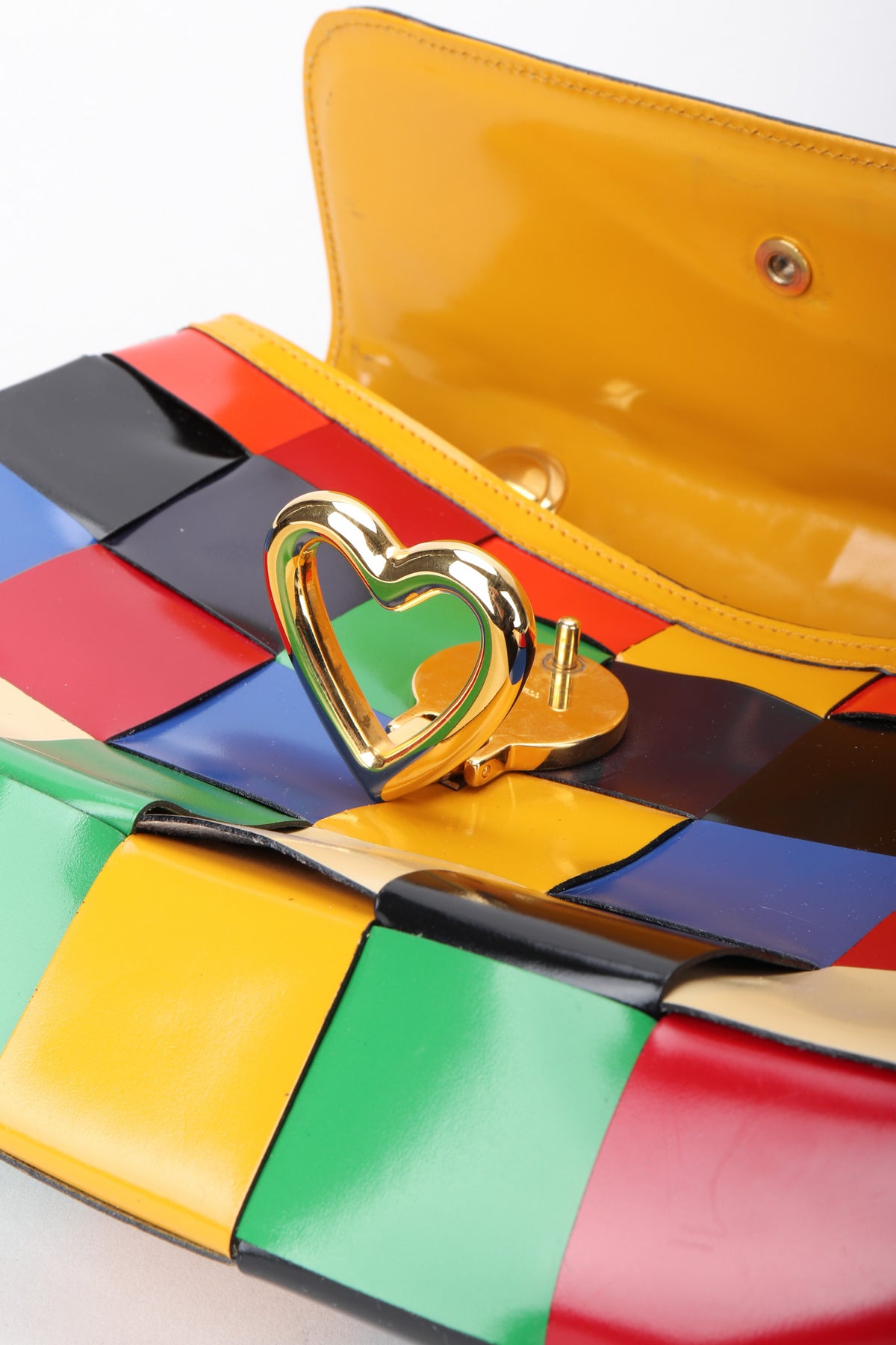 Vintage Moschino Woven Rainbow Leather Crossbody Bag Recess