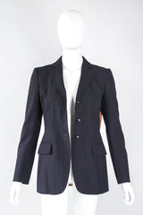 Recess Los Angeles Designer Consignment Vintage Moschino Rock N Roll Embellished Pinstripe Bird Jacket