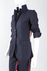 Recess Los Angeles Designer Consignment Vintage Moschino Rock N Roll Embellished Pinstripe Bird Jacket