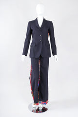 Recess Los Angeles Designer Consignment Vintage Moschino Rock N Roll Embellished Pinstripe Bird Jacket