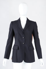 Recess Los Angeles Designer Consignment Vintage Moschino Rock N Roll Embellished Pinstripe Bird Jacket