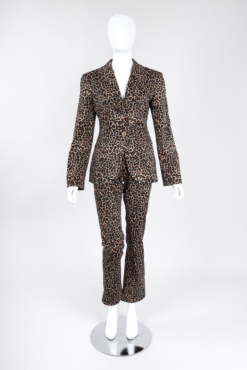 Recess Los Angeles Vintage Moschino Cheetah Print Stretch Suit Blazer Pant Set