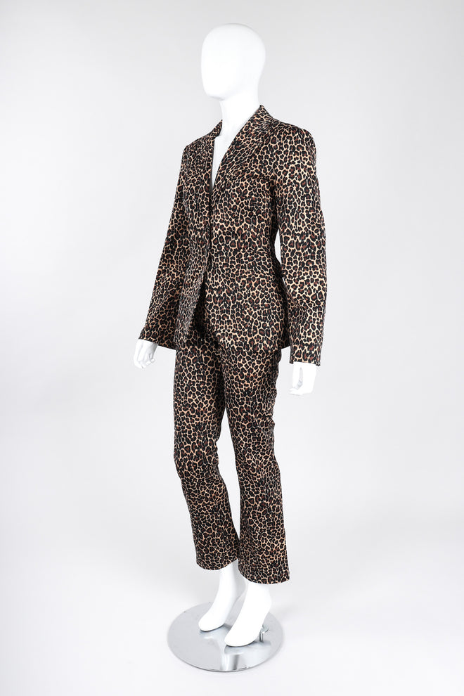 Recess Los Angeles Vintage Moschino Cheetah Print Stretch Suit Blazer Pant Set
