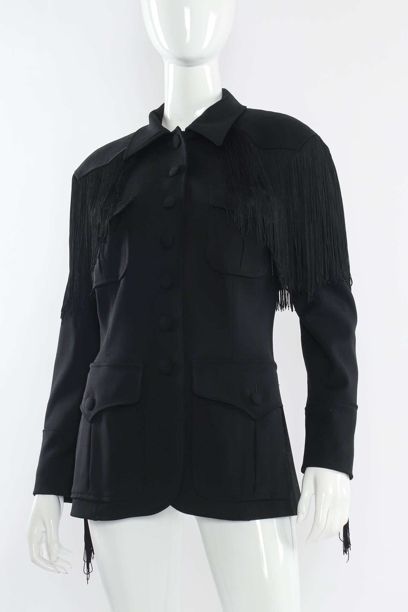 Vintage Moschino Cheap & Chic Wool Fringe Jacket mannequin angle @ Recess LA