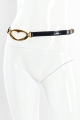 Vintage Moschino Love Buckle Leather Belt mannequin side @ Recess LA