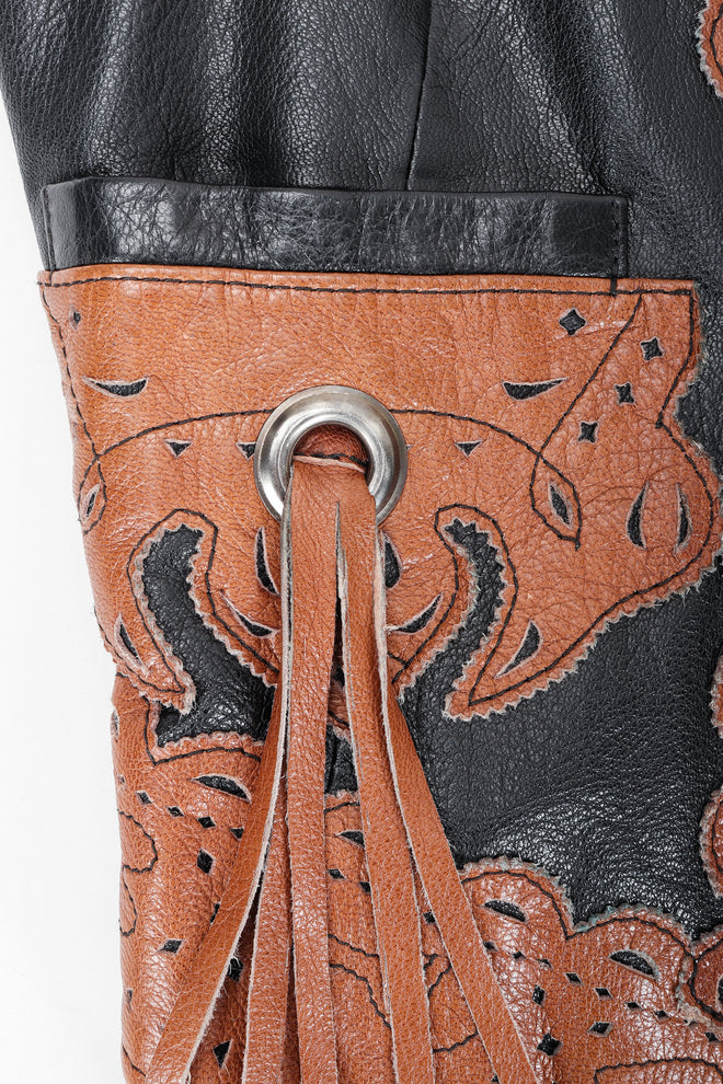 Vintage Moschino Leather Tassel Vest on Mannequin tassel at Recess Los Angeles