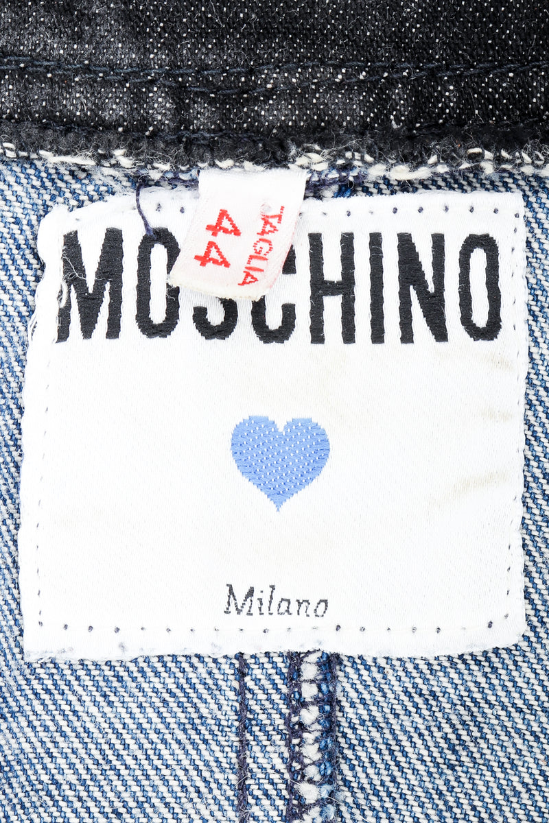 Vintage Moschino Denim Button Sheath Dress label on fabric at Recess Los Angeles