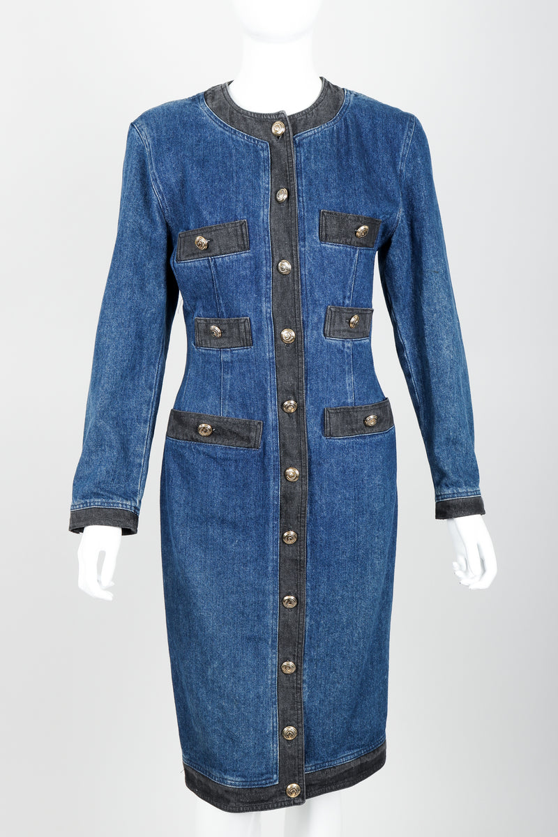 Vintage Moschino Denim Button Sheath Dress Recess Vintage Moschino Denim Button Sheath Dress Recess