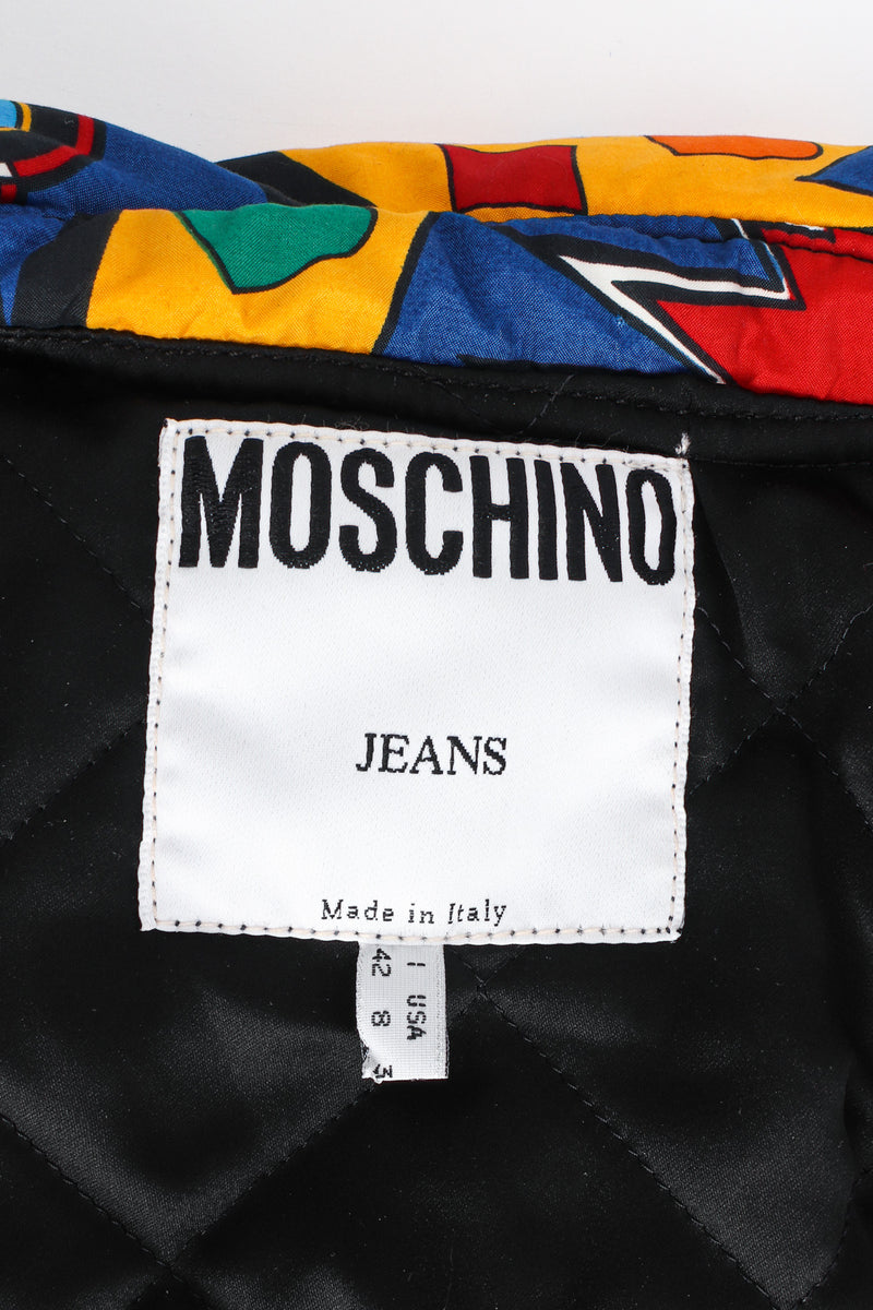 Vintage Moschino Jeans Casino Gambler Print Padded Jacket tag  @ Recess LA