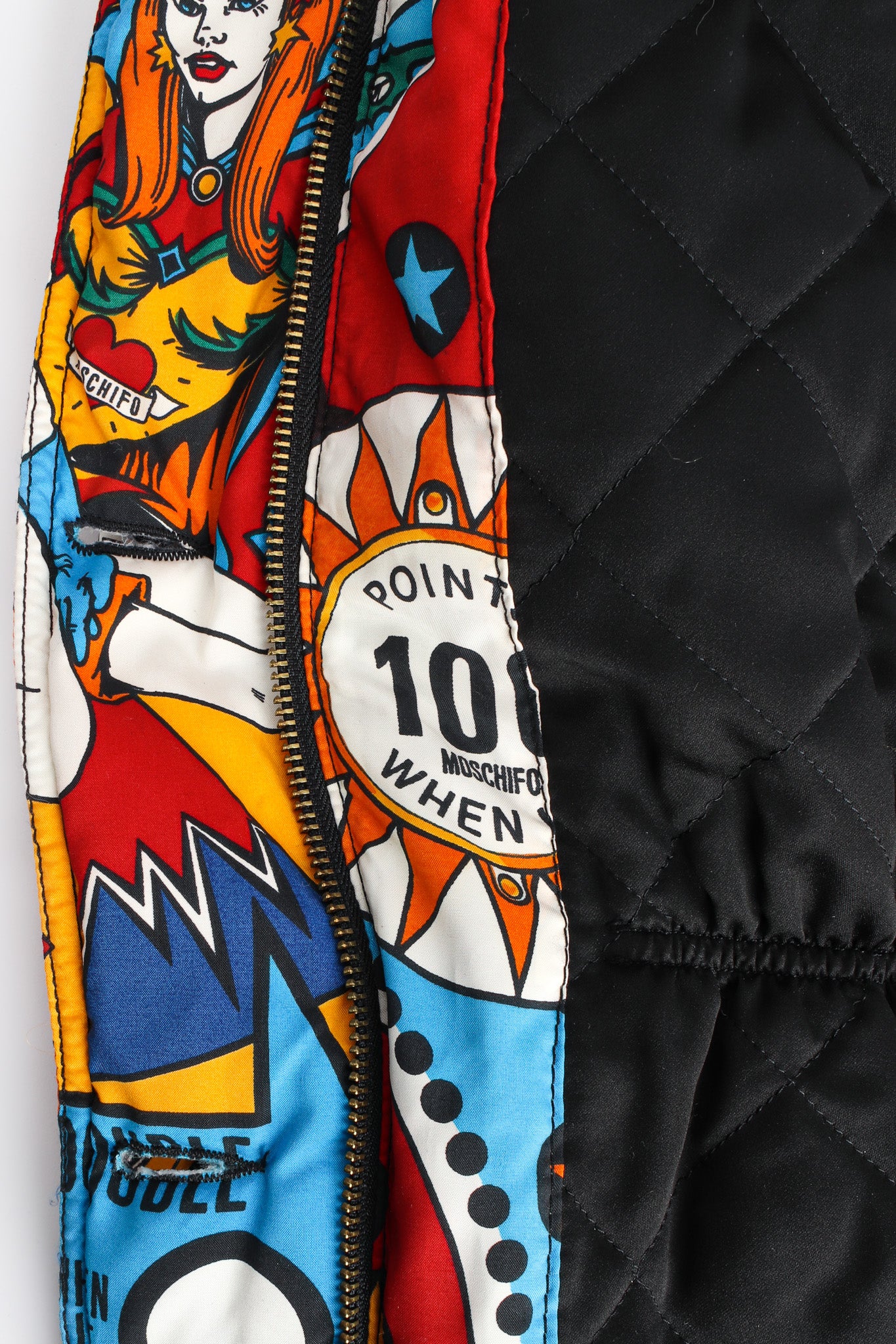 Vintage Moschino Jeans Casino Gambler Print Padded Jacket quilted lining/zipper  @ Recess LA