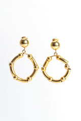 Vintage Moschino Bamboo Bead Hoop Drop Earrings front hang @ Recess LA