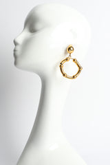 Vintage Moschino Bamboo Bead Hoop Drop Earrings mannequin front @ Recess LA