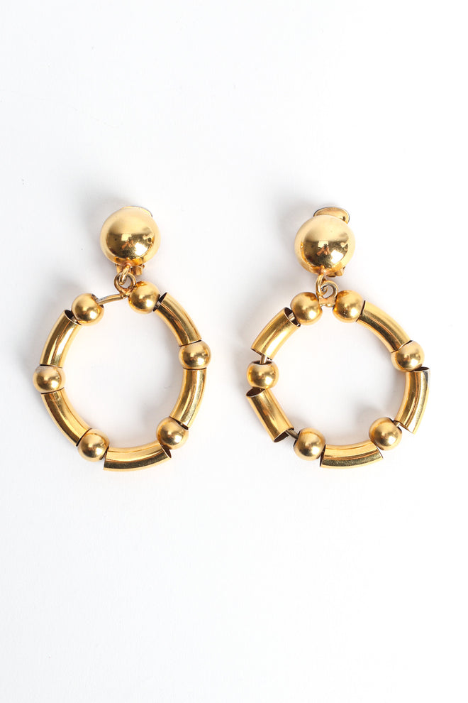 Vintage Moschino Bamboo Bead Hoop Drop Earrings front flat @ Recess LA