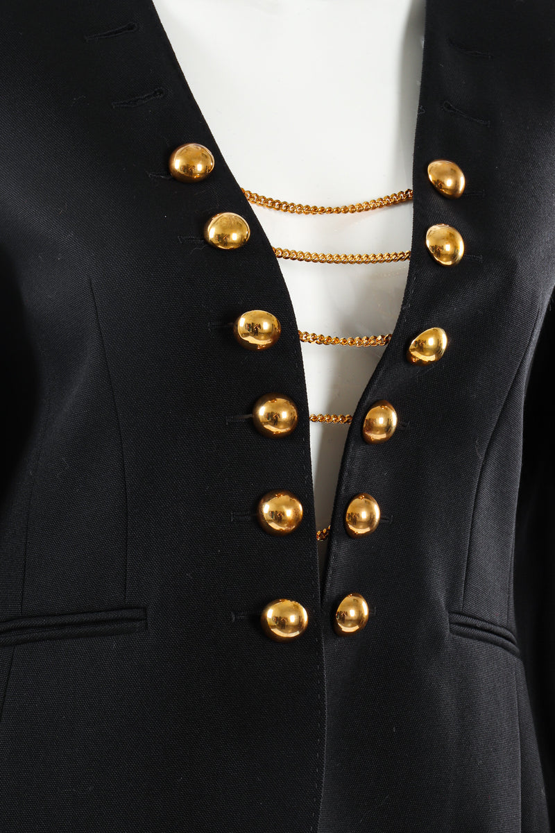 Moschino Double Breasted Chain Button Jacket mannequin button close up @ Recess LA