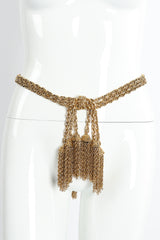 Vintage Moschino Gold Tassel Chain Belt Necklace on Mannequin at Recess Los Angeles