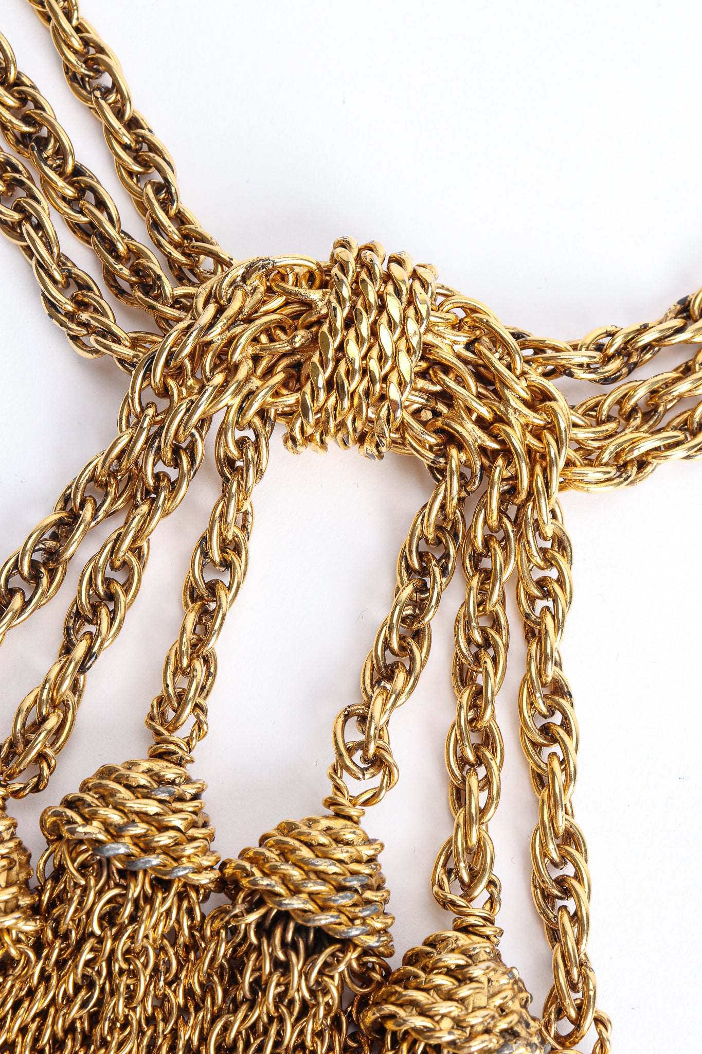Vintage Moschino Gold Tassel Chain Belt Necklace center at Recess Los Angeles