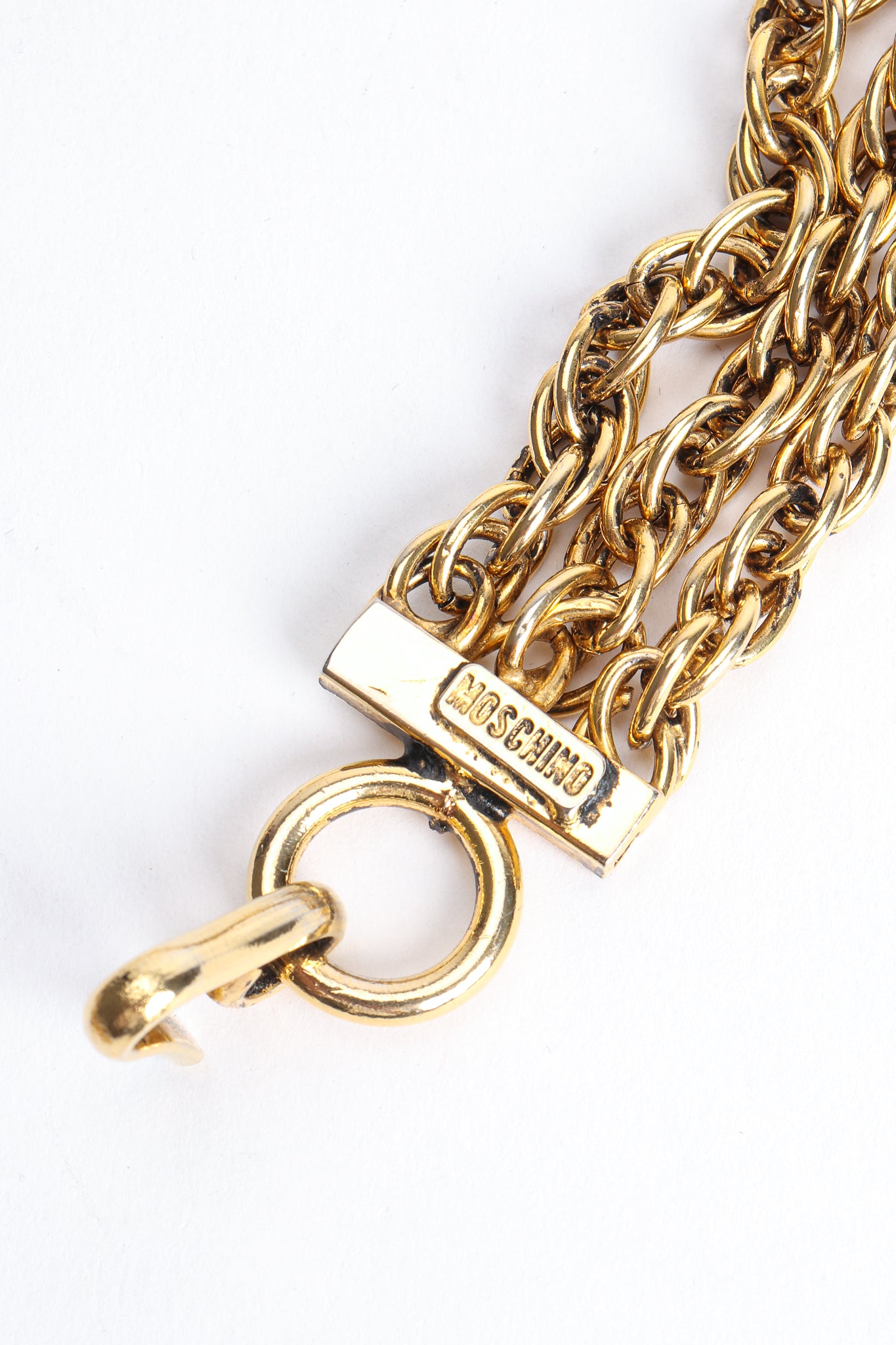 Vintage Moschino Gold Tassel Chain Belt Necklace Signature Cartouche at Recess Los Angeles