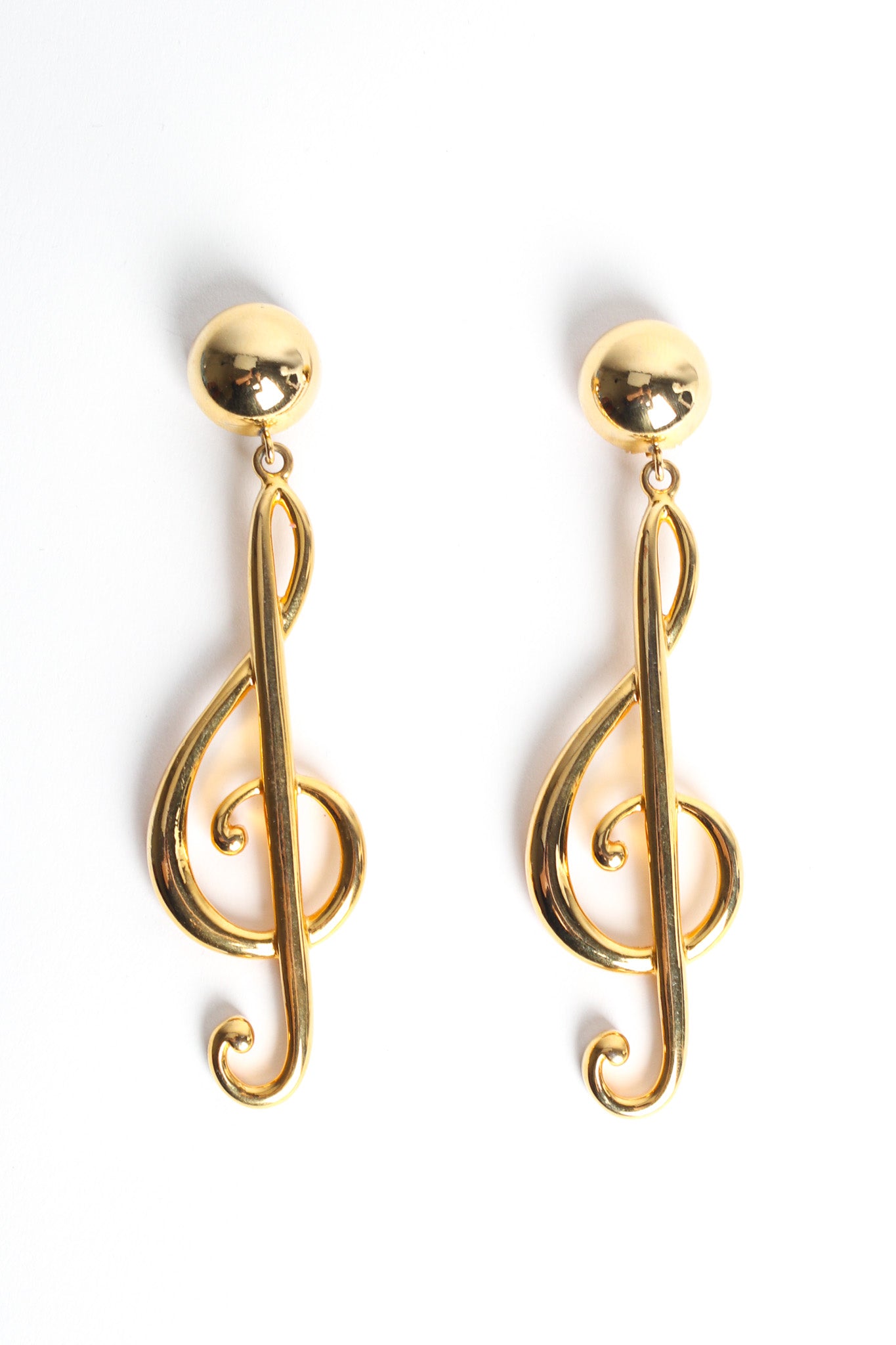Vintage Moschino Treble Clef Music Note Earrings front @ Recess LA