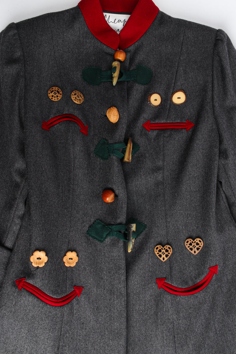 Vintage Moschino Face Expressions Acorn Wool Jacket front flat  @ Recess LA