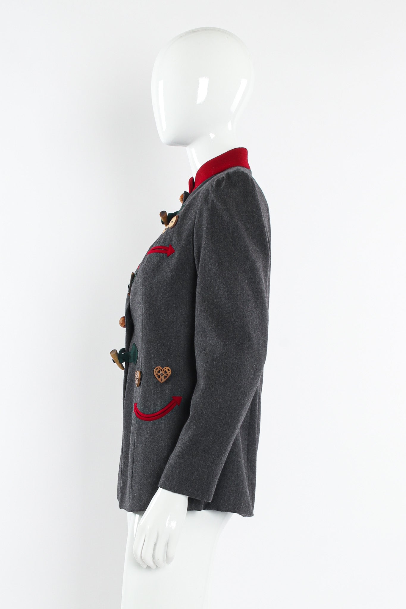Vintage Moschino Face Expressions Acorn Wool Jacket mannequin side @ Recess LA