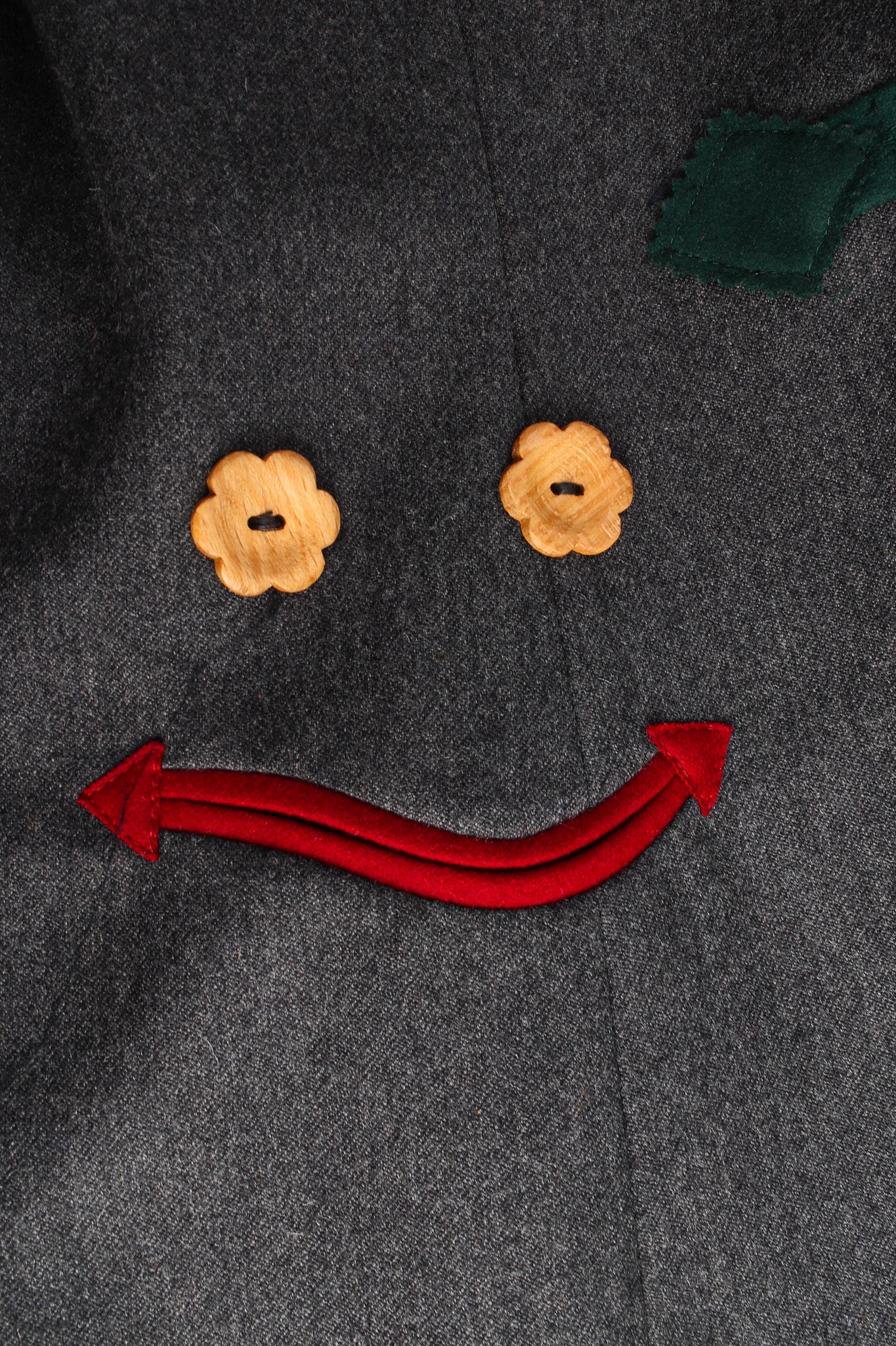Vintage Moschino Face Expressions Acorn Wool Jacket smiley face @ Recess LA