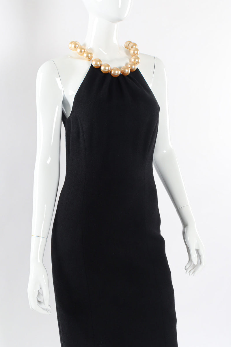 Black dress with outlet pearl collar