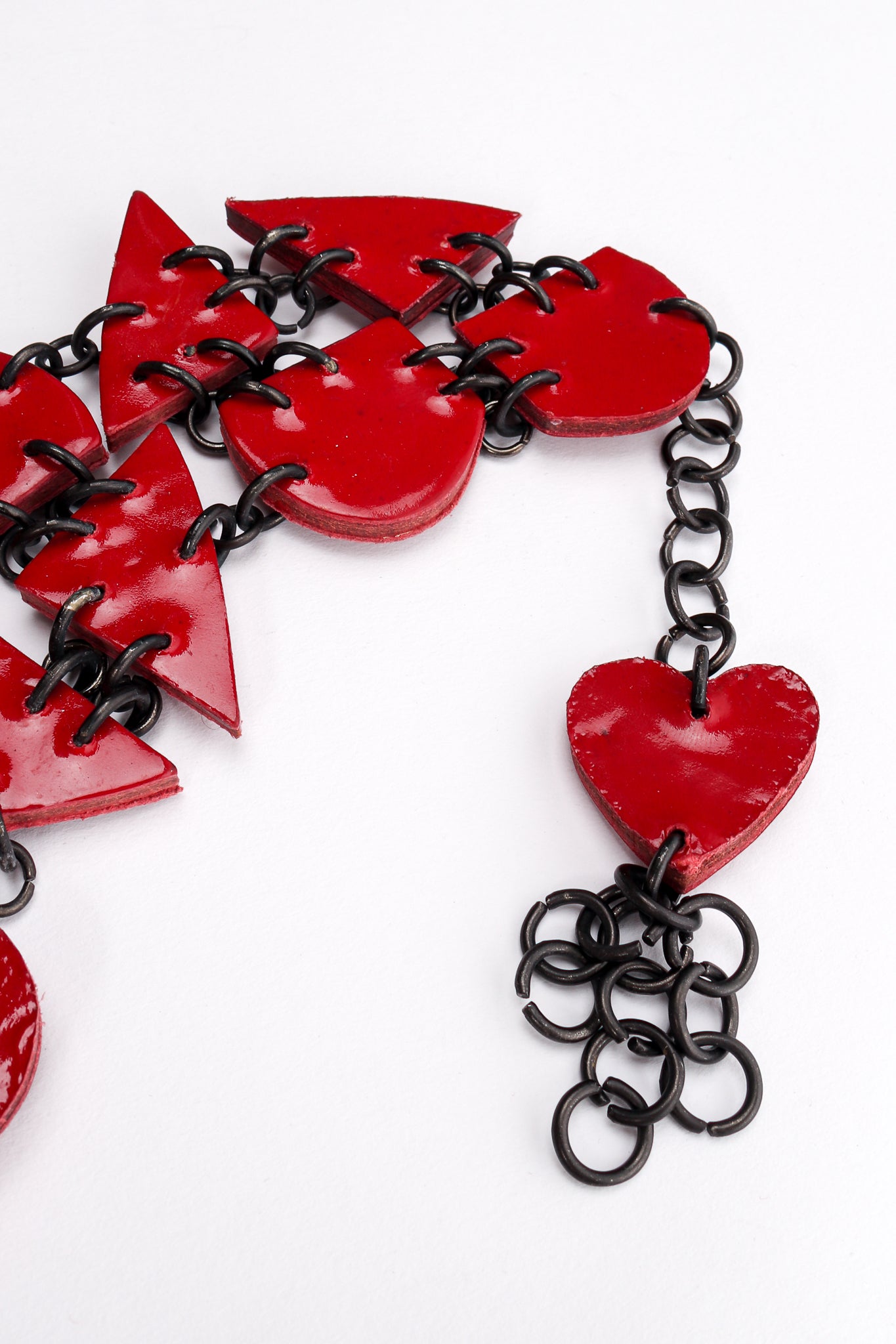 Vintage Moschino Lacquered Broken Heart Chain Belt fob charm at Recess Los Angeles