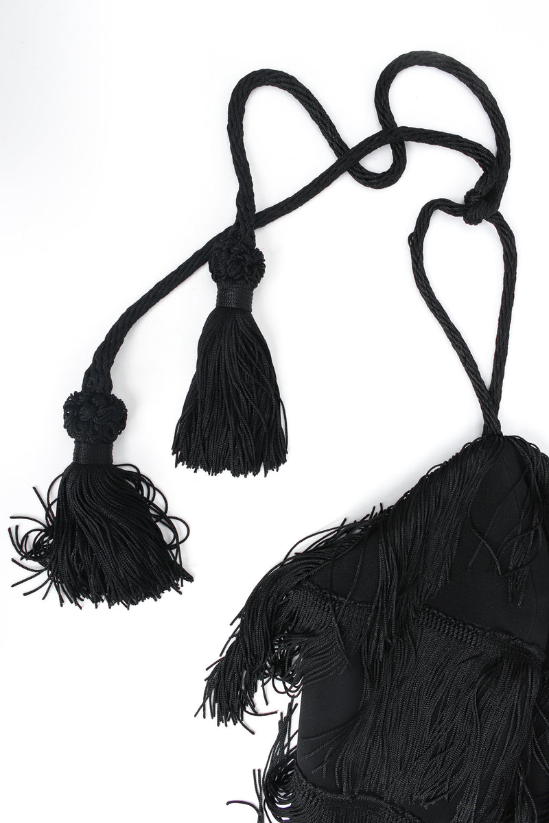 Vintage Moschino 1990s Couture Fringe Flapper Dress rope tassel straps @ Recess LA