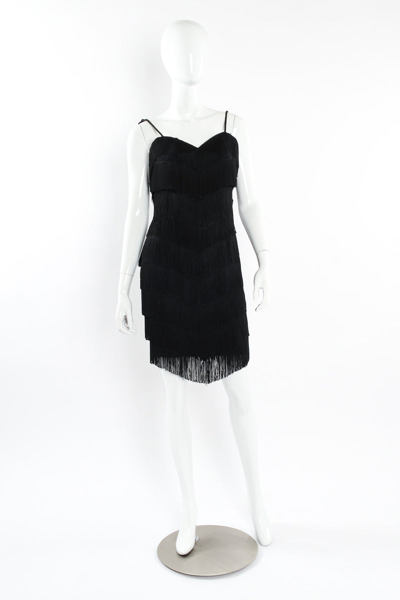 Vintage Moschino 1990s Couture Fringe Flapper Dress mannequin front @ Recess LA