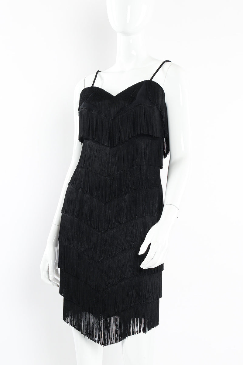 Vintage Moschino 1990s Couture Fringe Flapper Dress mannequin close angle @ Recess LA