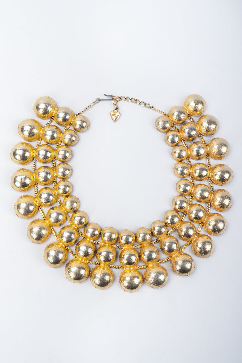 Recess Vintage Mosell Gold Foiled Dome Collar Necklace on Grey Background