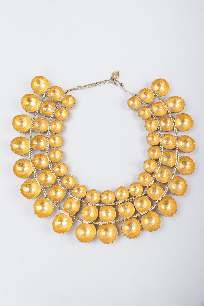 Recess Vintage Mosell Gold Foiled Dome Collar Necklace, backside on Grey Background