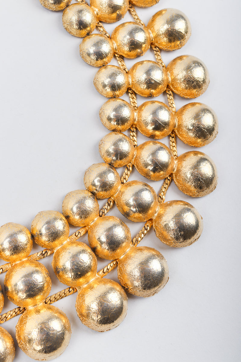 Recess Vintage Mosell Gold Foiled Dome Collar Necklace, detail on Grey Background