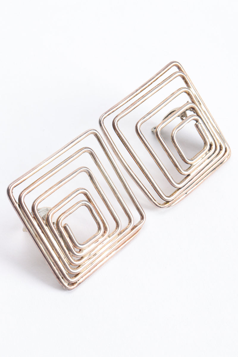 Vintage Moulage Modele Modernist Sterling Silver Square Earrings at Recess Los Angeles