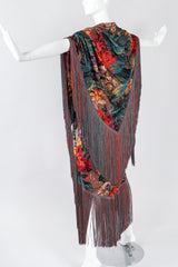 Recess Los Angeles Vintage Mr. Blackwell Floral Fringe Dress Piano Shawl & Scarf 3-pc Set Missoni