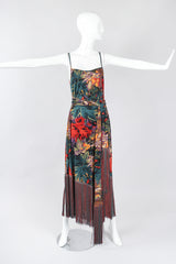 Recess Los Angeles Vintage Mr. Blackwell Floral Fringe Dress Piano Shawl & Scarf 3-pc Set Missoni