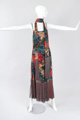 Recess Los Angeles Vintage Mr. Blackwell Floral Fringe Dress Piano Shawl & Scarf 3-pc Set Missoni