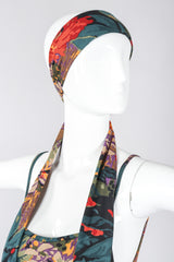 Recess Los Angeles Vintage Mr. Blackwell Floral Fringe Dress Piano Shawl & Scarf 3-pc Set Missoni