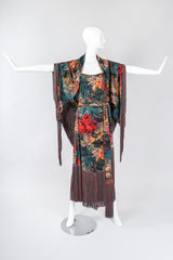Recess Los Angeles Vintage Mr. Blackwell Floral Fringe Dress Piano Shawl & Scarf 3-pc Set Missoni