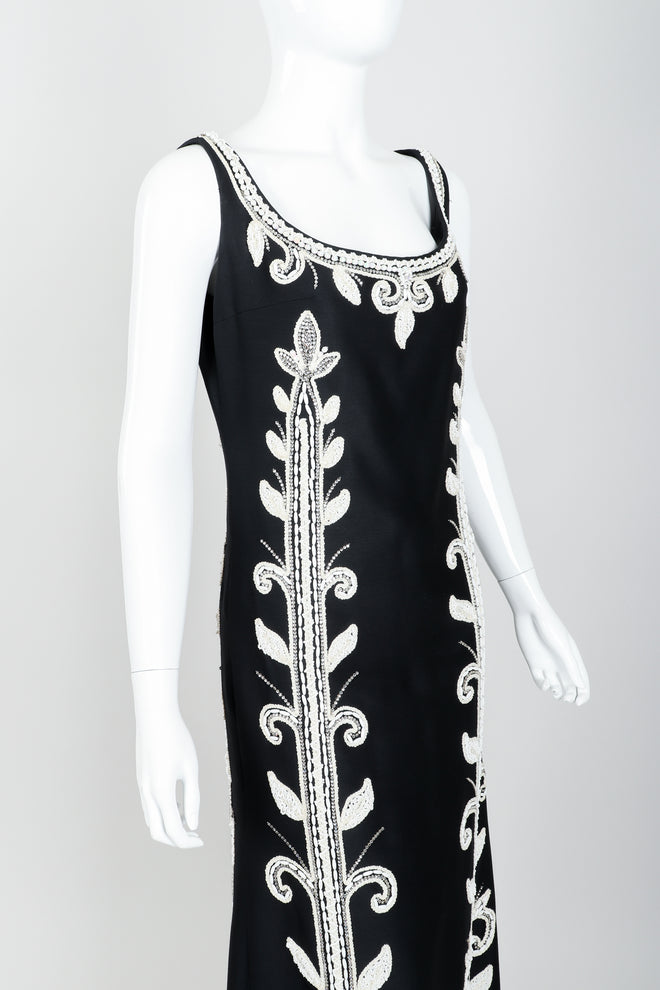 Vintage Mr. Blackwell Rhinestone & Bead Evening Gown Angle at Recess LA