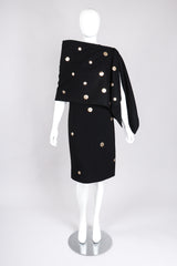 Recess Los Angeles Vintage Mr. Blackwell Gold Applique Shift Dress & Shawl Set