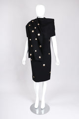 Recess Los Angeles Vintage Mr. Blackwell Gold Applique Shift Dress & Shawl Set