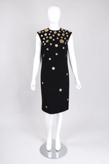 Recess Los Angeles Vintage Mr. Blackwell Gold Applique Shift Dress & Shawl Set