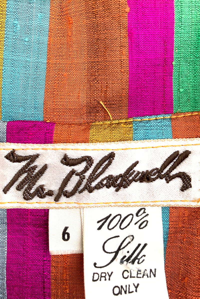 Vintage Mr. Blackwell Rainbow Stripe Raw Silk Jacket label at Recess Los Angeles