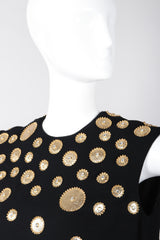 Recess Los Angeles Vintage Mr. Blackwell Gold Applique Shift Dress & Shawl Set