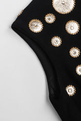 Recess Los Angeles Vintage Mr. Blackwell Gold Applique Shift Dress & Shawl Set